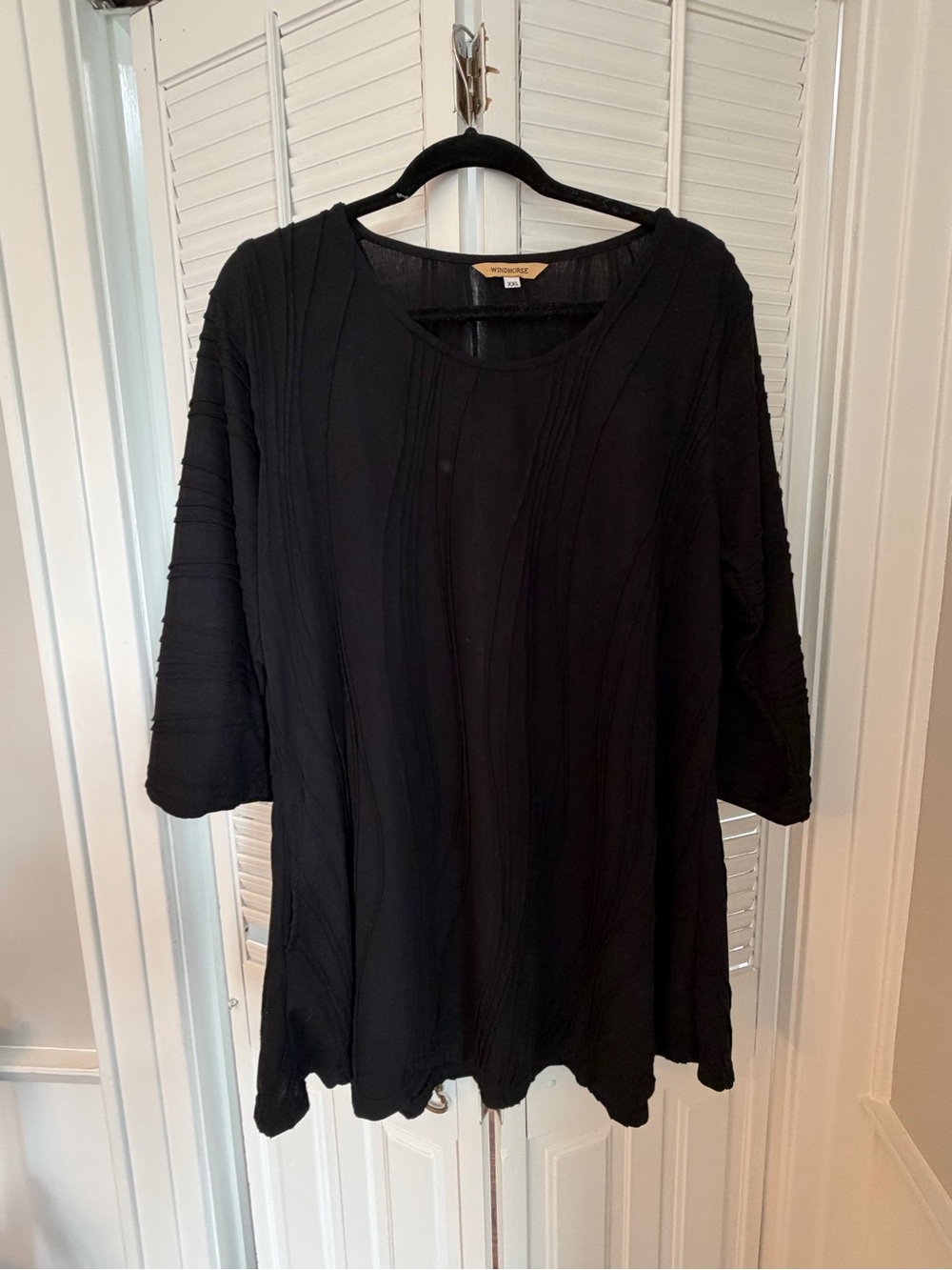 Windhorse Black Textured Tunic Top